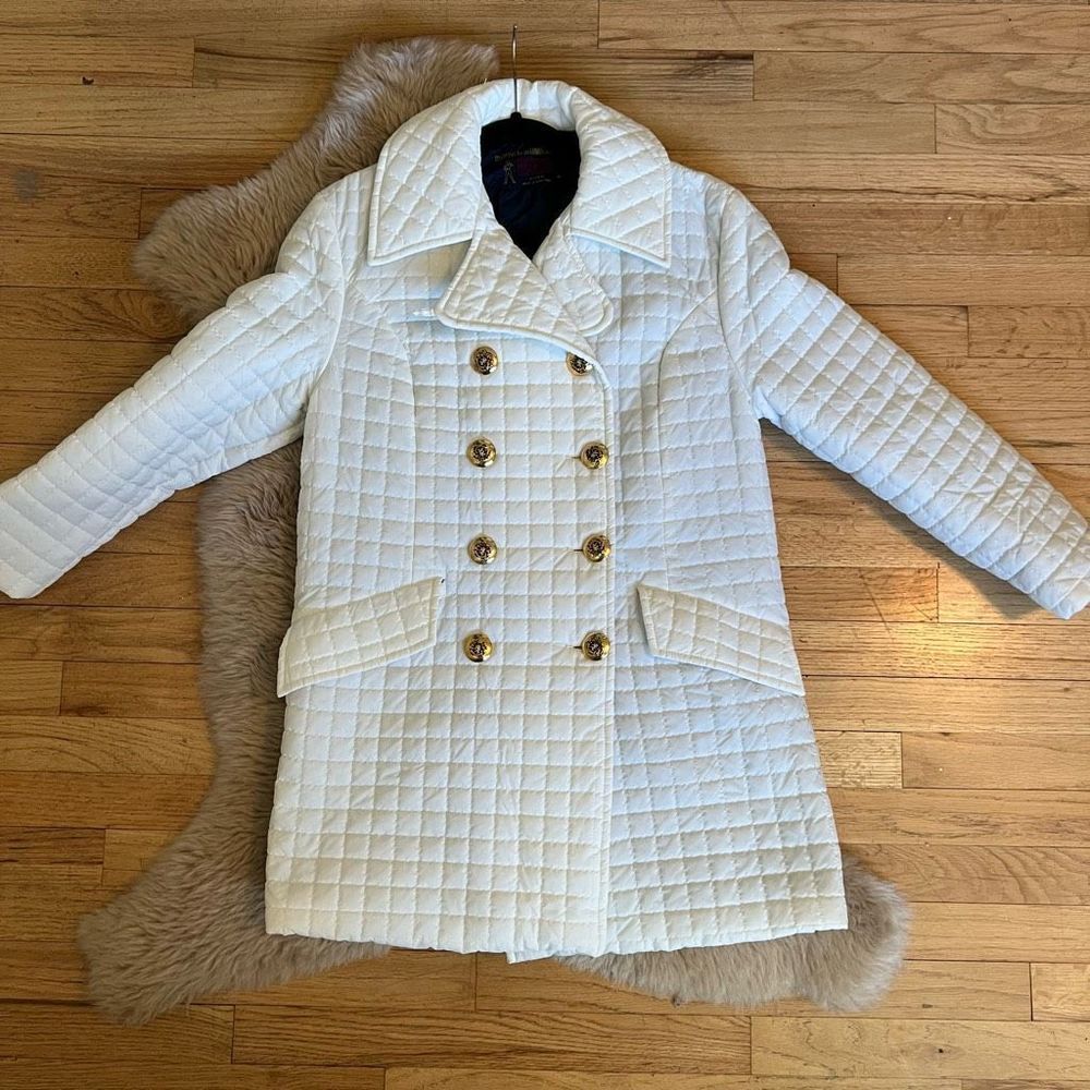 Vintage Sportswear International quilted pea coat white nylon waterproof 16 L